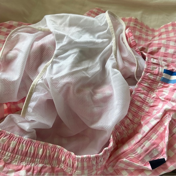 Vineyard Vines Men’s Swim Trunks XL Pink Check Race Stripe Side Pockets - Picture 6 of 10